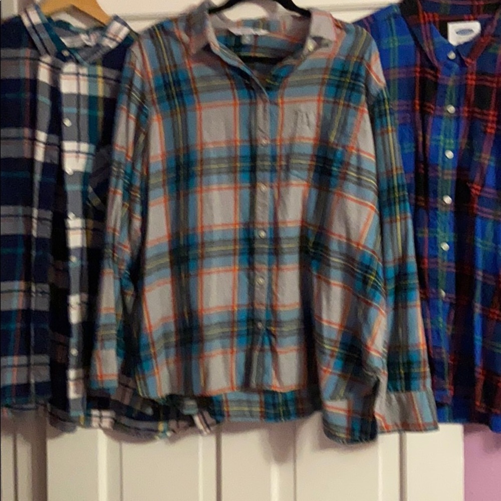 Flannel button up shirts